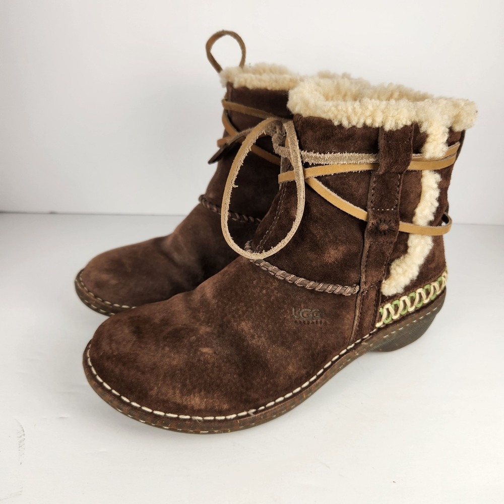 Ugg Cove Women's Brown Suede Slip-On Winter‎ Comfy Boots Size 7